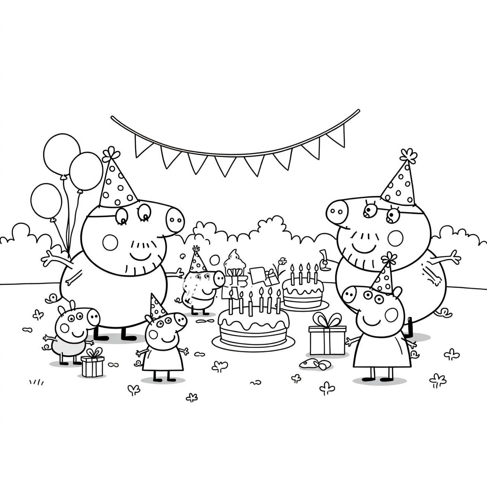 páginas para colorear fáciles de Peppa Pig Update 1