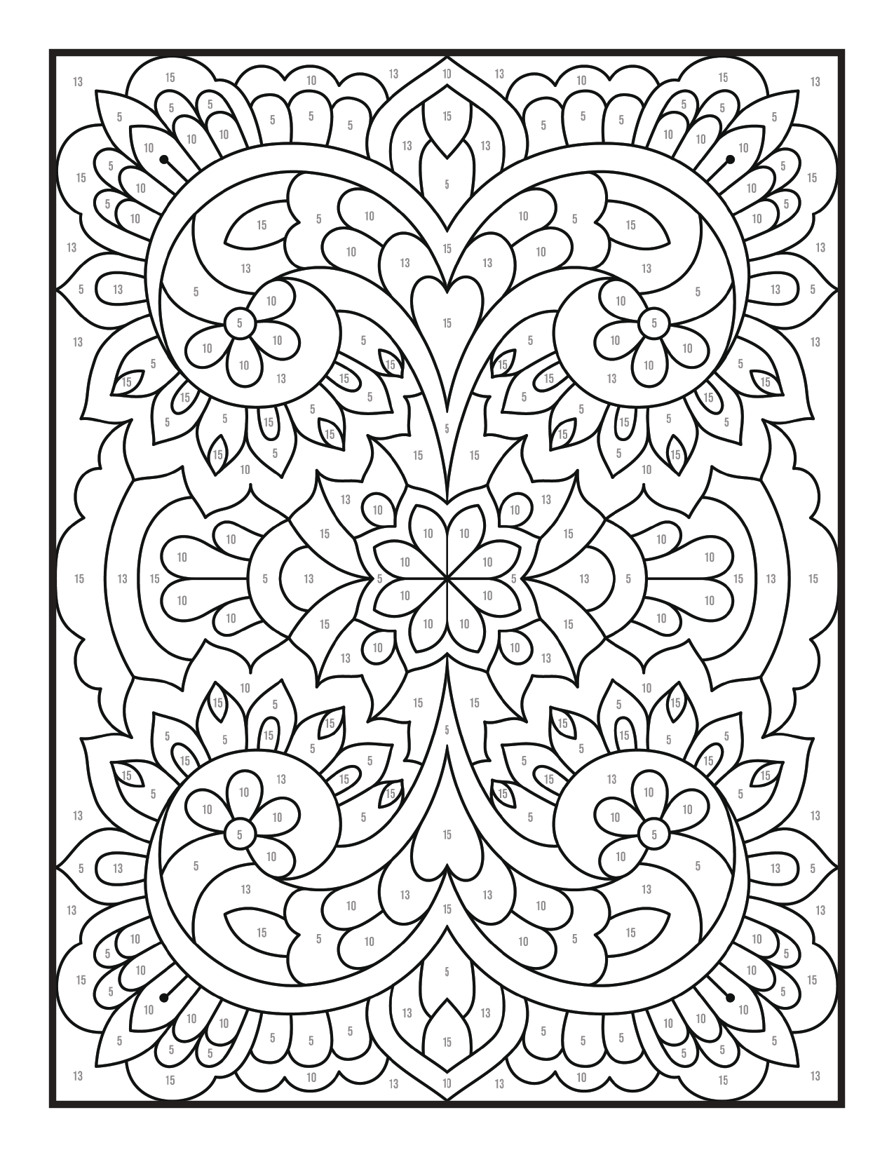 Colorear por Números 12 páginas para colorear gratis Colorear por Números para niños 1