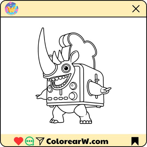 Rhino Toasterino para colorear thumbnail