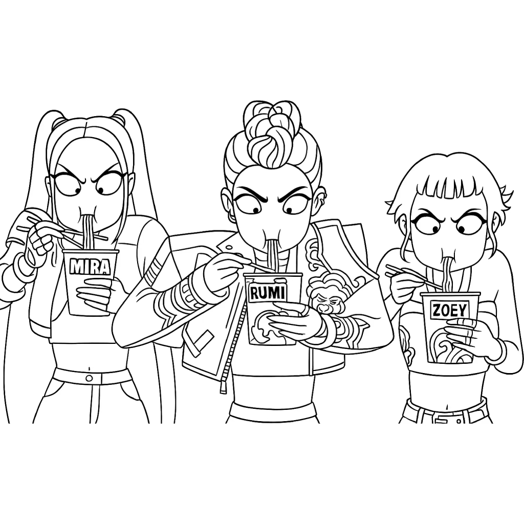 KPop Demon Hunters 21 KPop Demon Hunters páginas para colorear de adornos