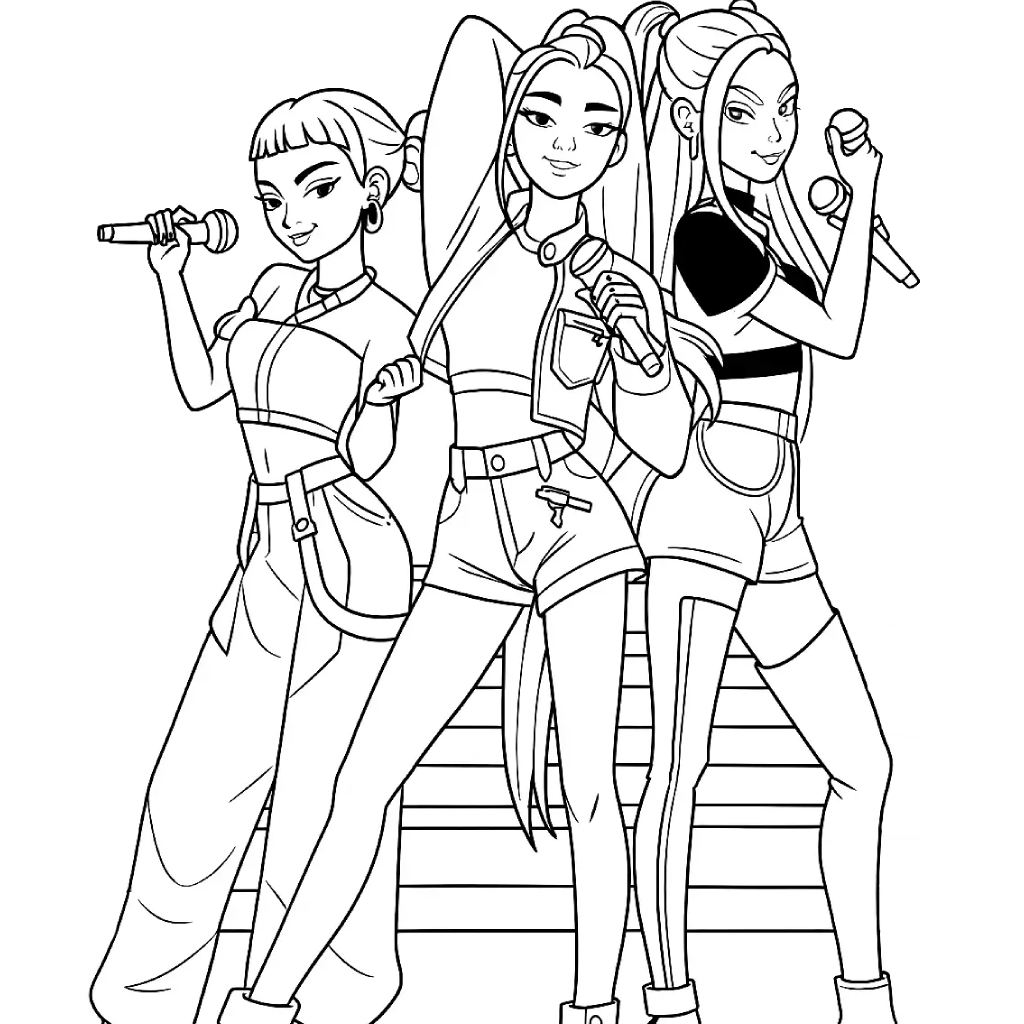 KPop Demon Hunters 4 páginas para colorear KPop Demon Hunters