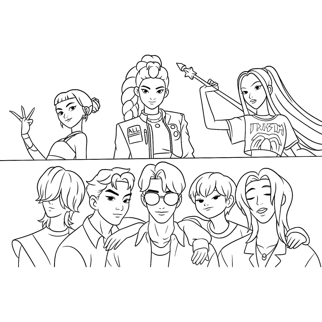 KPop Demon Hunters 55 lindas páginas para colorear KPop Demon Hunters