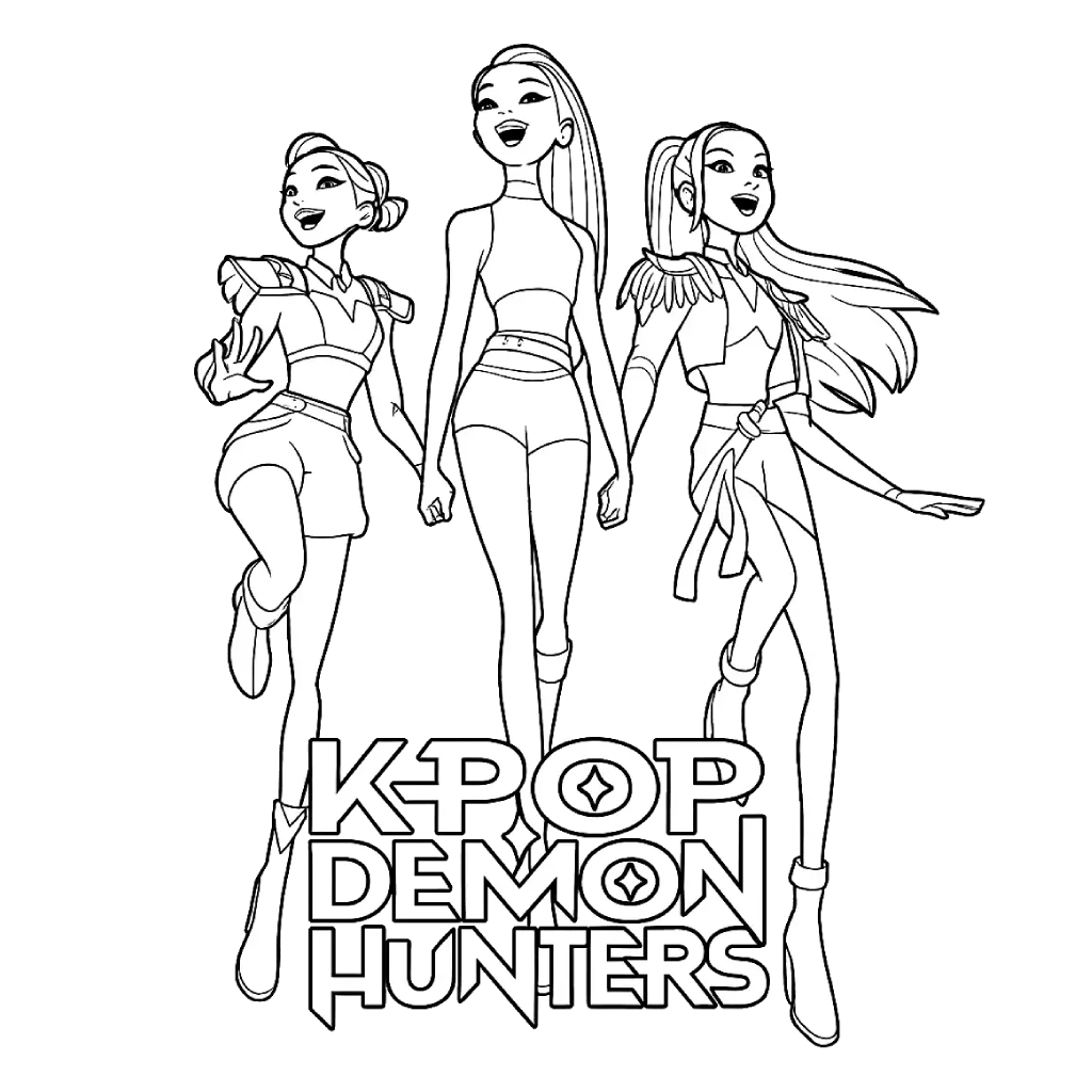KPop Demon Hunters 2 páginas para colorear imprimibles KPop Demon Hunters