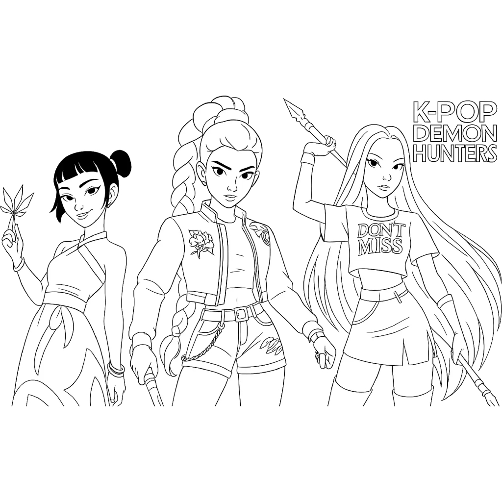 KPop Demon Hunters 8 niños KPop Demon Hunters páginas para colorear