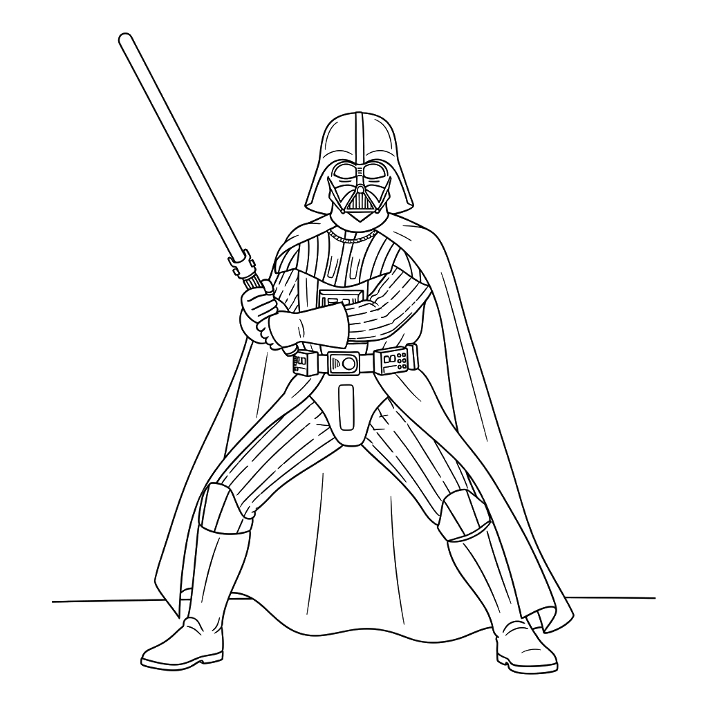 Darth Vader 5 páginas para colorear fáciles de Darth Vader