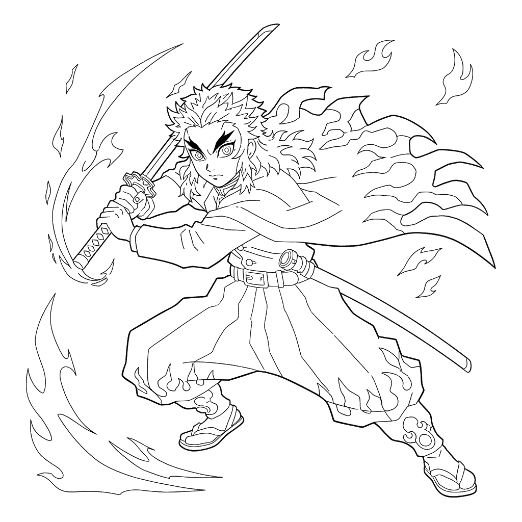 Kyojuro Rengoku 11 dibujos para colorear Kyojuro Rengoku