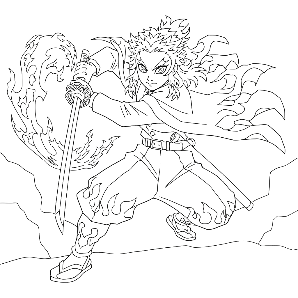 Kyojuro Rengoku 12 páginas para colorear imprimibles Kyojuro Rengoku