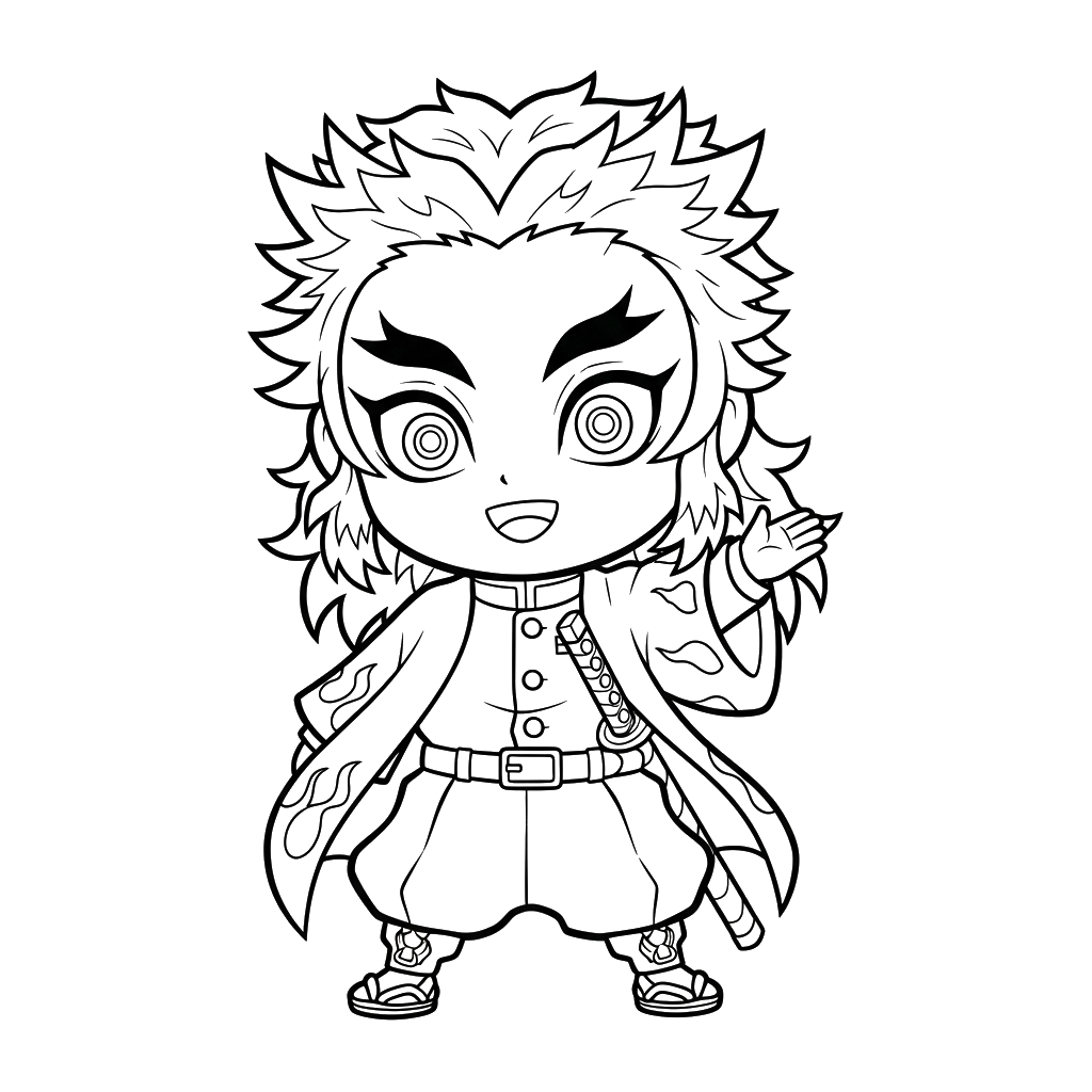 Kyojuro Rengoku 13 páginas para colorear detalladas de Kyojuro Rengoku