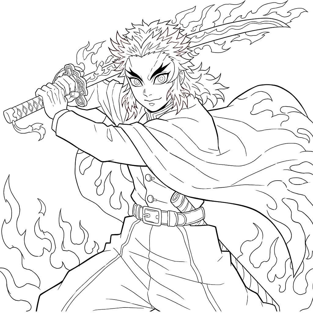Kyojuro Rengoku 16 niños Kyojuro Rengoku páginas para colorear