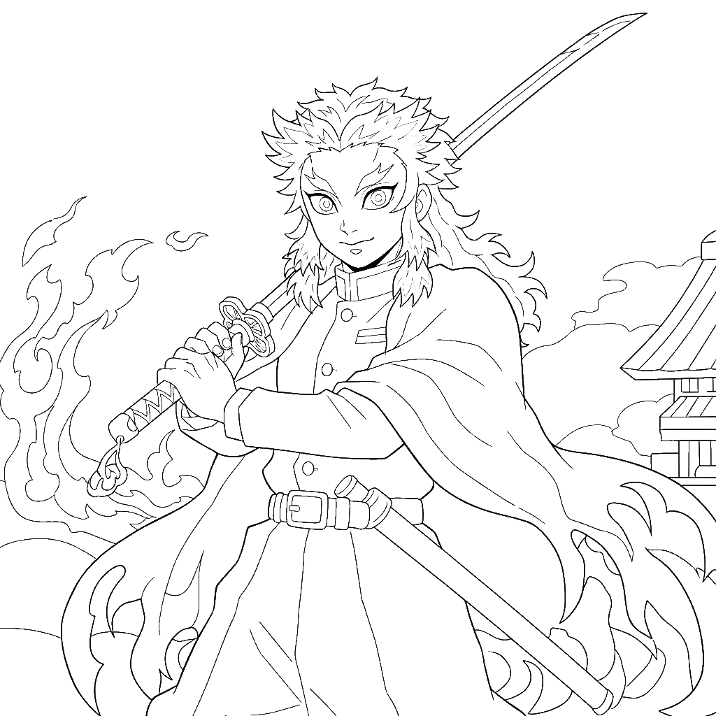 Kyojuro Rengoku 5 Kyojuro Rengoku páginas para colorear para adultos