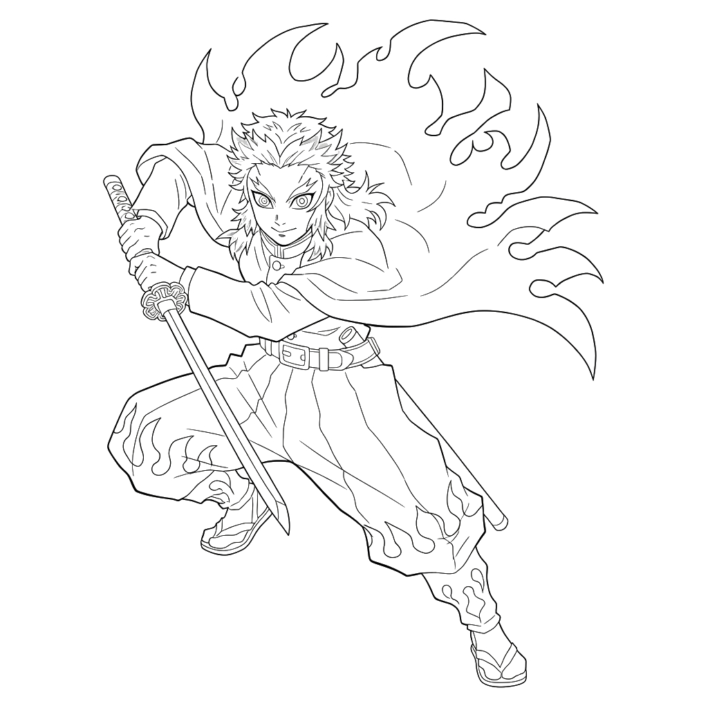 Kyojuro Rengoku 6 Kyojuro Rengoku dibujos para colorear