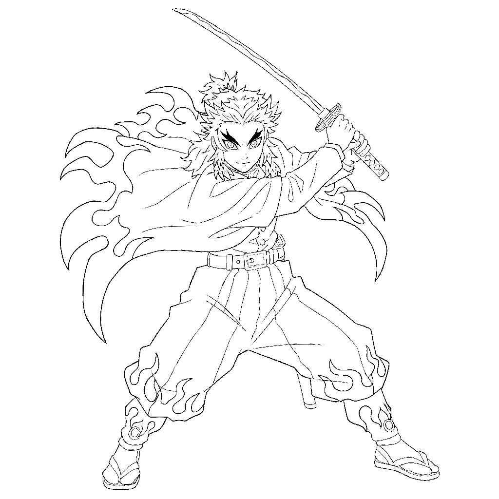 Kyojuro Rengoku 9 Kyojuro Rengoku páginas para colorear imprimibles