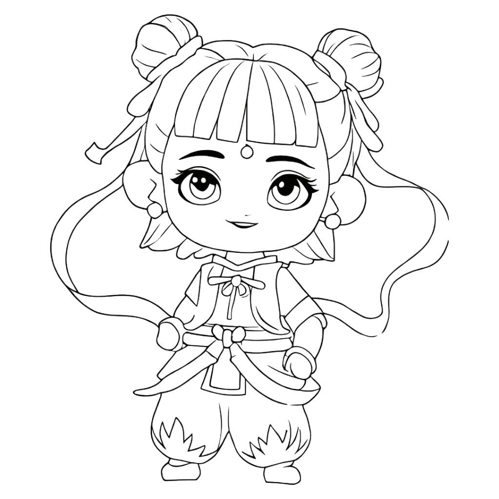 Ne Zha 10 páginas para colorear kawaii lindas Ne Zha