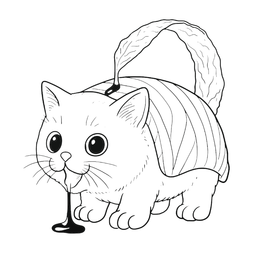 Pussini Sushini 4 páginas para colorear gratis Pussini Sushini pdf