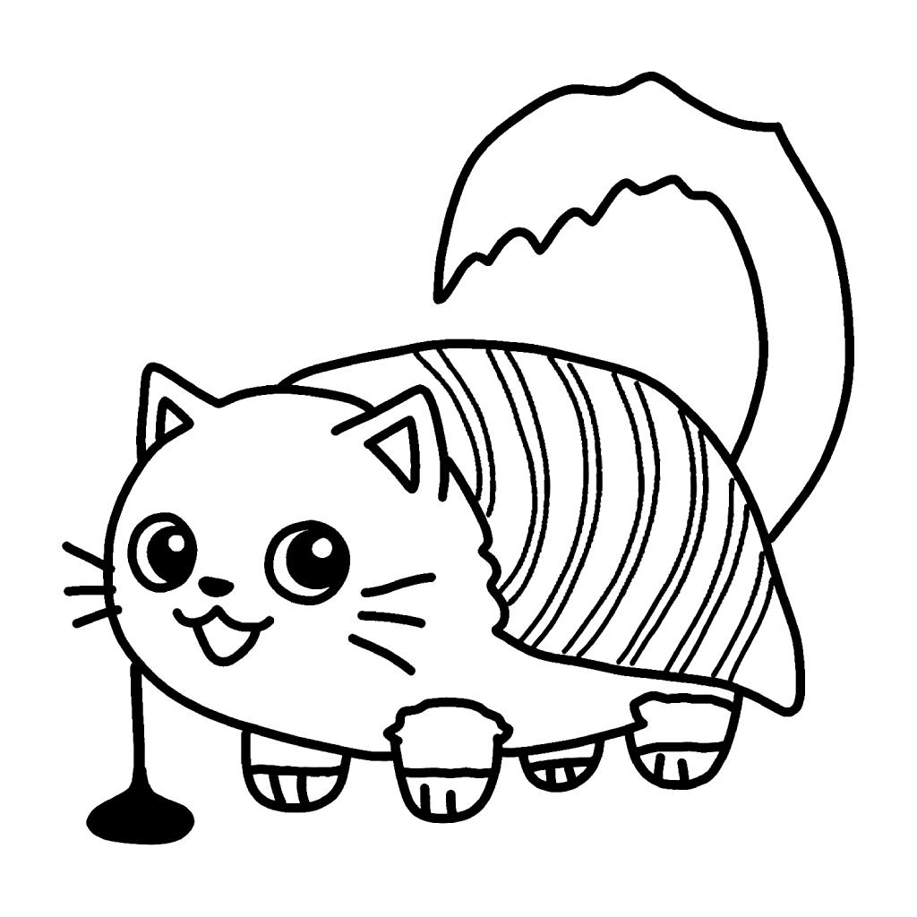 Pussini Sushini 6 páginas para colorear fáciles de Pussini Sushini