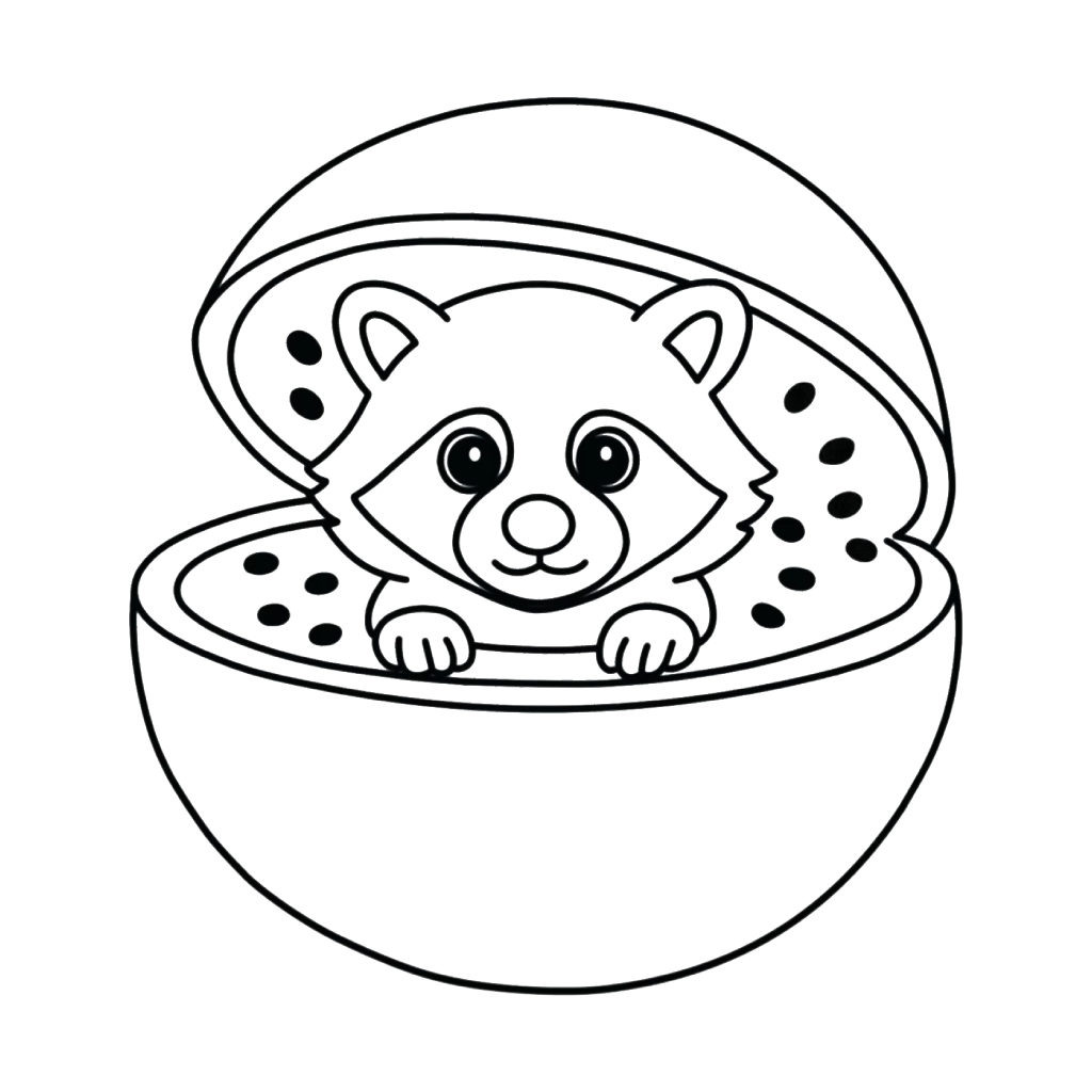 Raccooni Watermelunni 5 páginas para colorear para adultos Raccooni Watermelunni