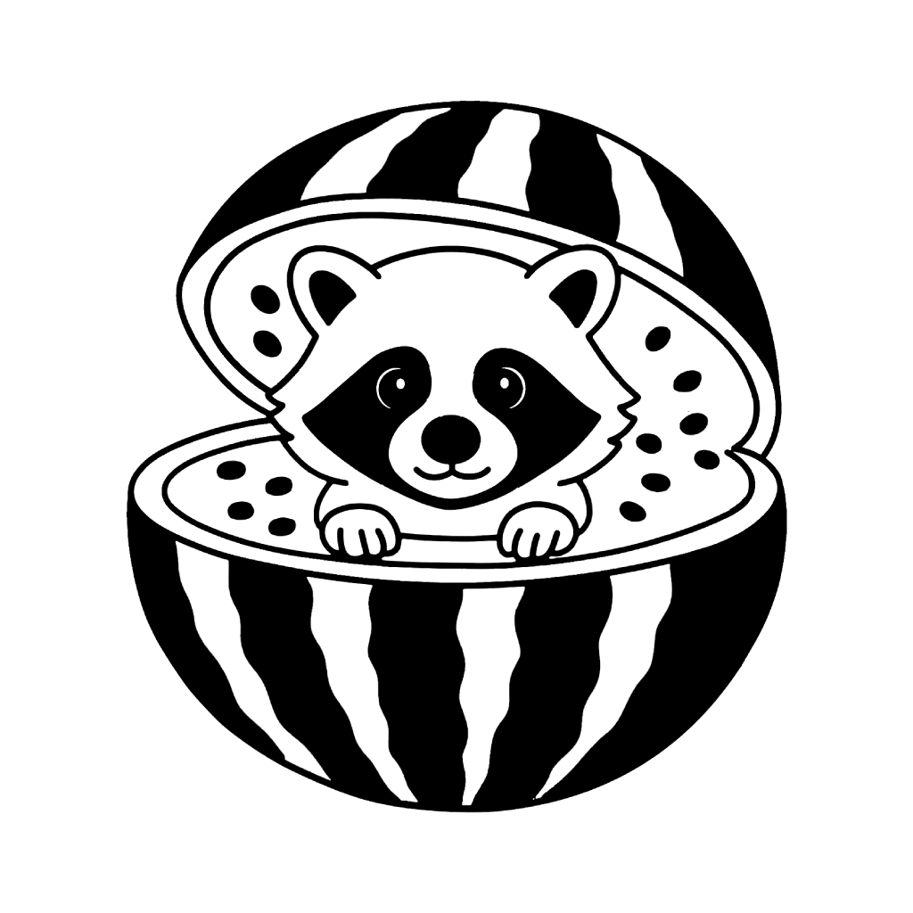 Raccooni Watermelunni 6 páginas para colorear gratis Raccooni Watermelunni 1