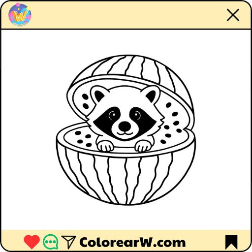 Raccooni Watermelunni 1 Raccooni Watermelunni para colorear thumbnail