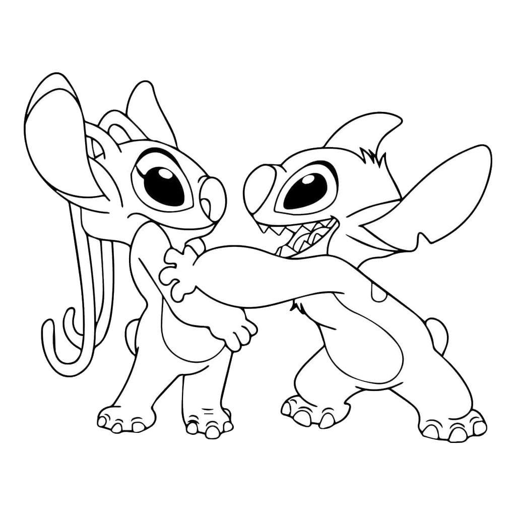Stitch and Angel 11 páginas para colorear para adultos Stitch and Angel