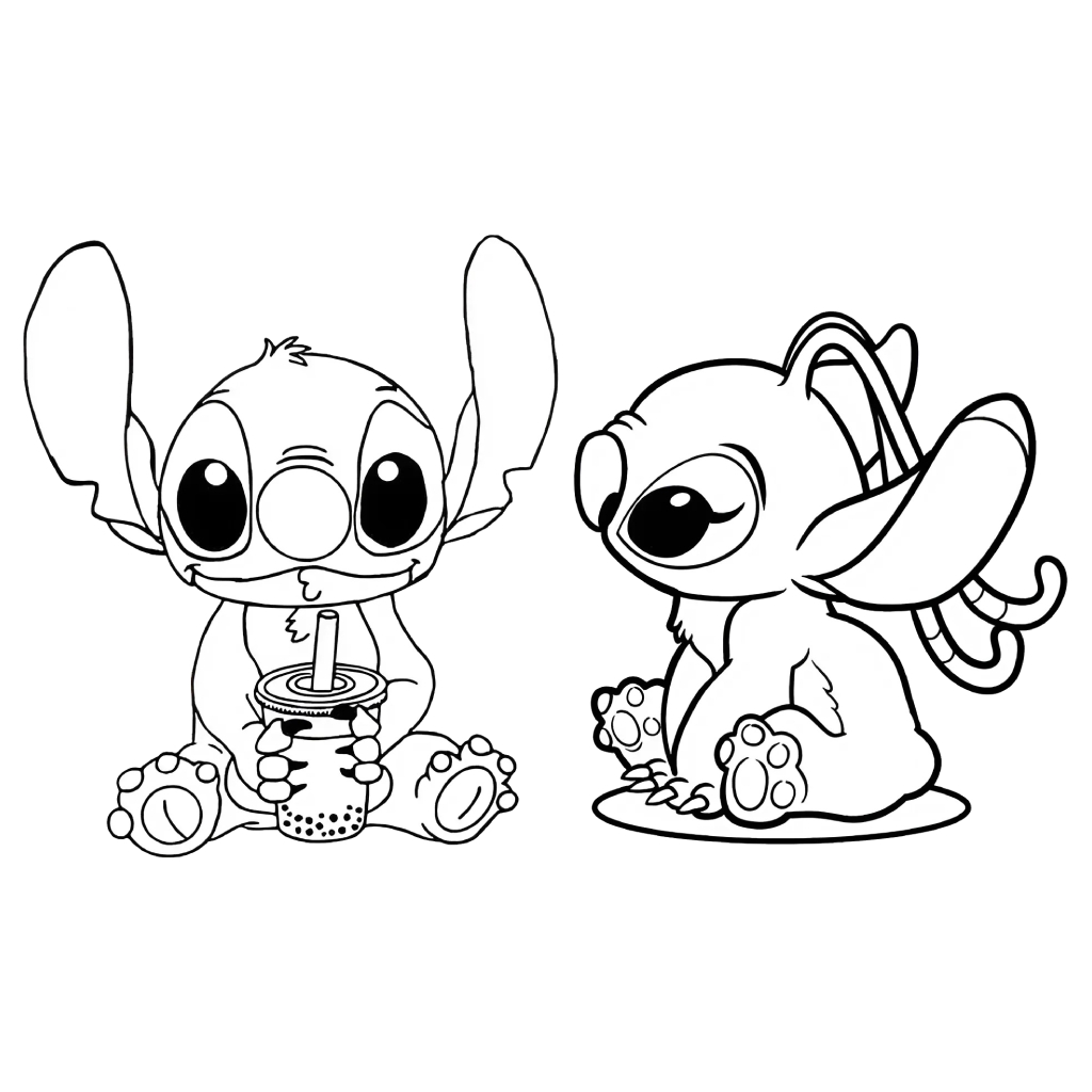 Stitch and Angel 12 páginas para colorear para Stitch and Angel