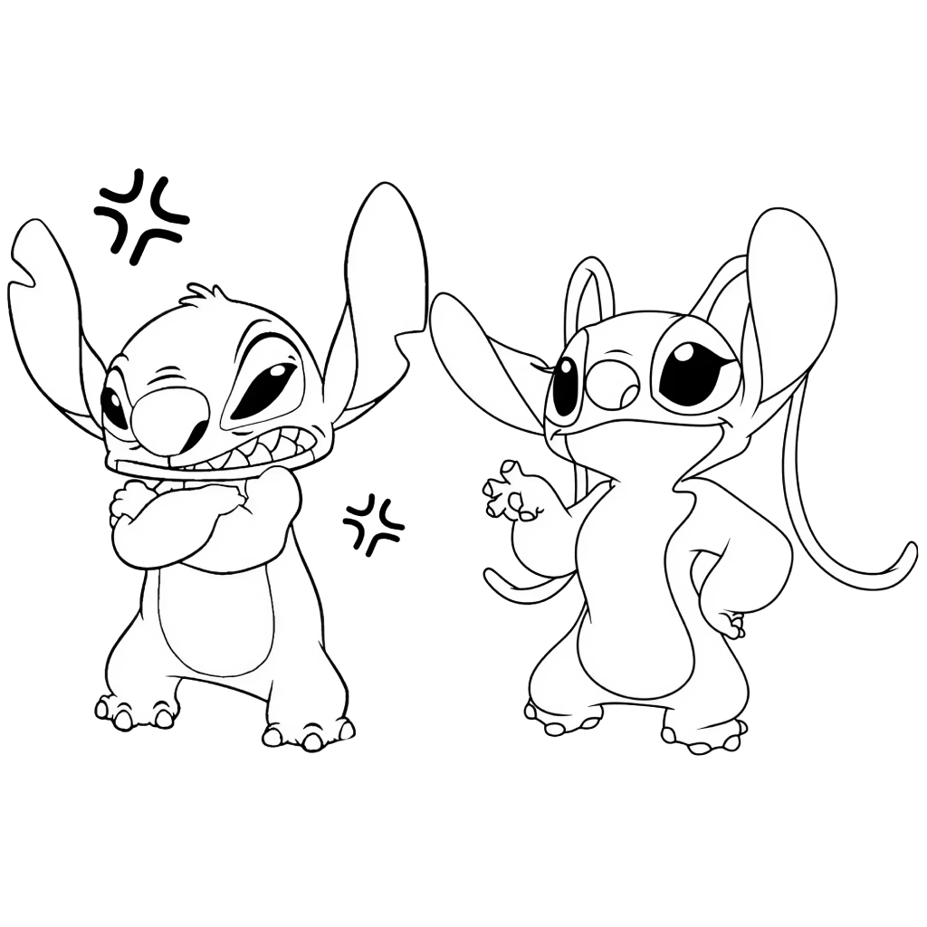 Stitch and Angel 13 felices páginas para colorear Stitch and Angel