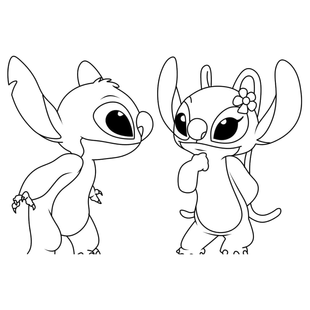 Stitch and Angel 7 páginas para colorear Stitch and Angel gratis 1