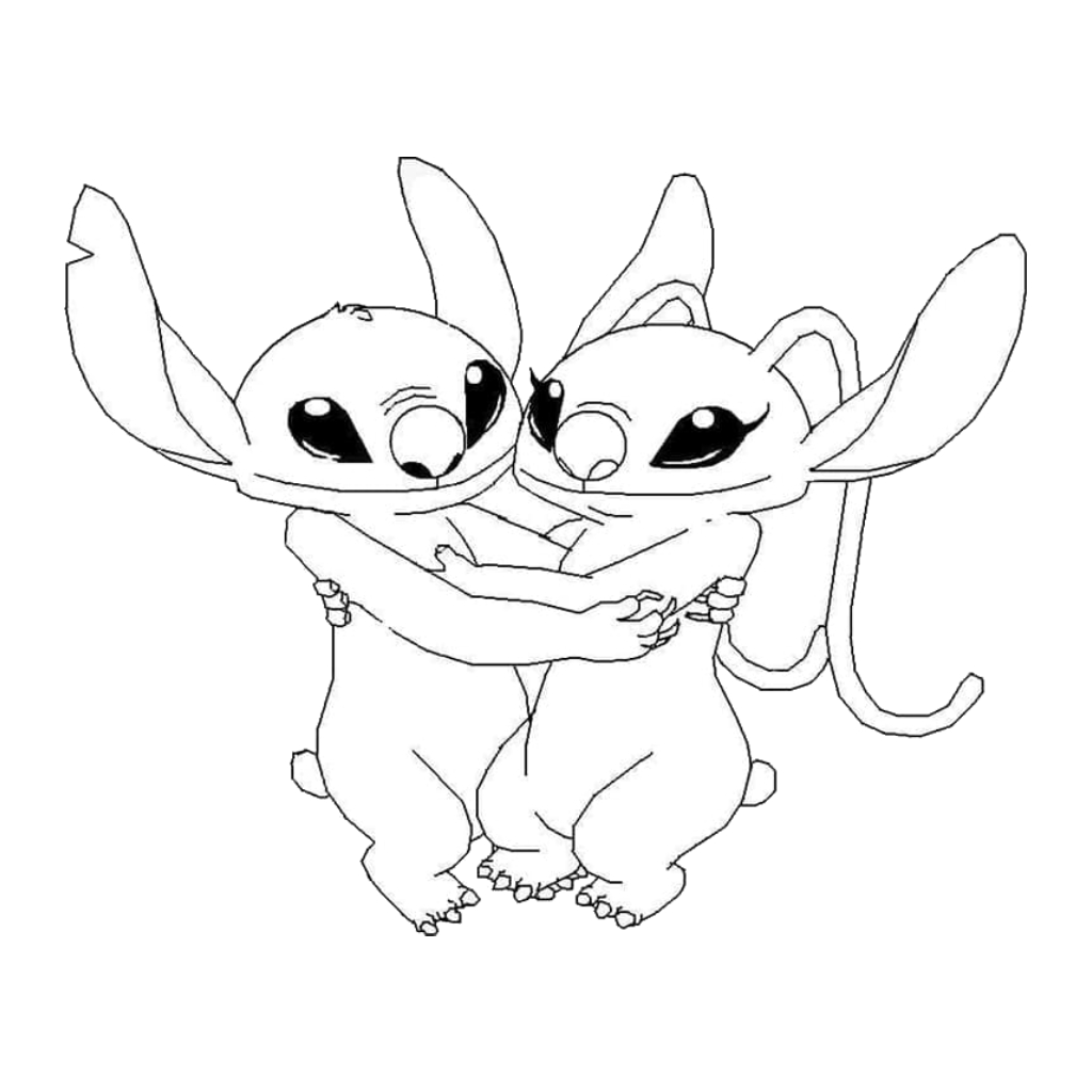 Stitch and Angel 8 páginas para colorear gratis Stitch and Angel