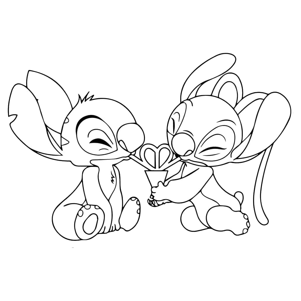 Stitch and Angel 9 Stitch and Angel páginas para colorear gratis
