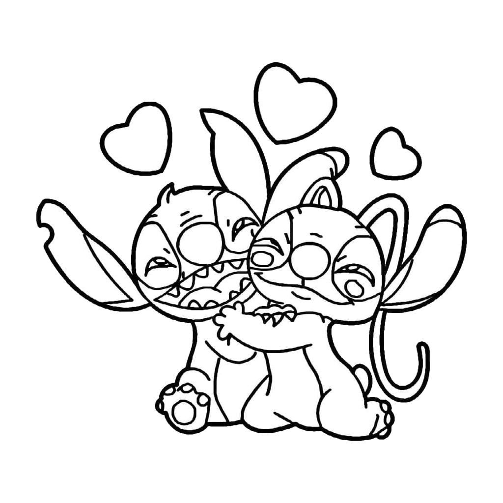 Stitch and Angel 10 divertidas páginas para colorear Stitch and Angel