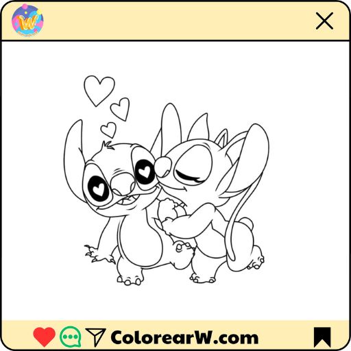 Stitch and Angel para colorear thumbnail