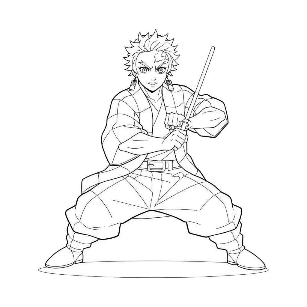 Tanjiro 11 Tanjiro páginas para colorear de adornos
