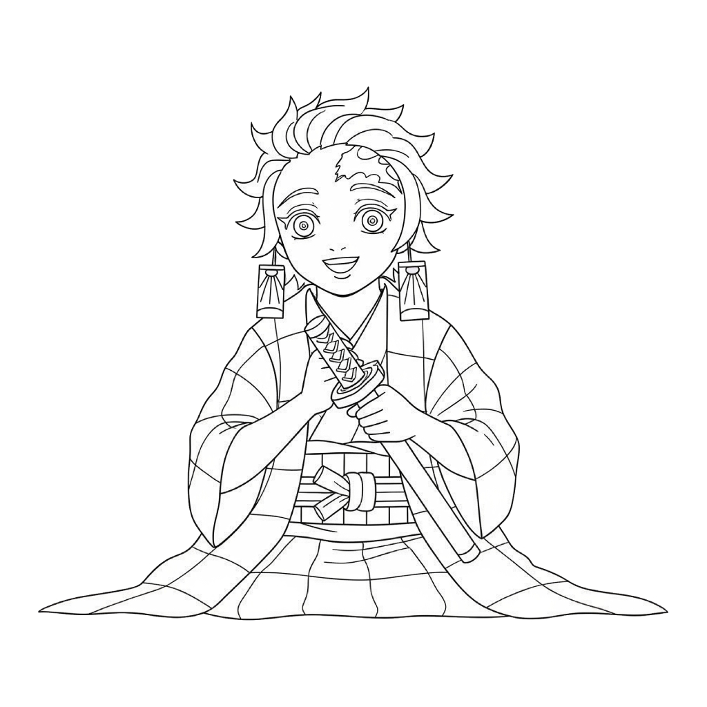 Tanjiro 12 Tanjiro páginas para colorear de adornos 1
