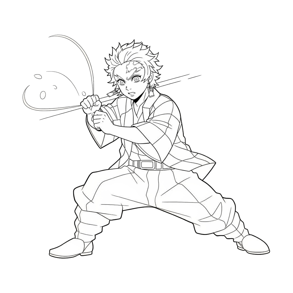 Tanjiro 4 páginas para colorear Tanjiro