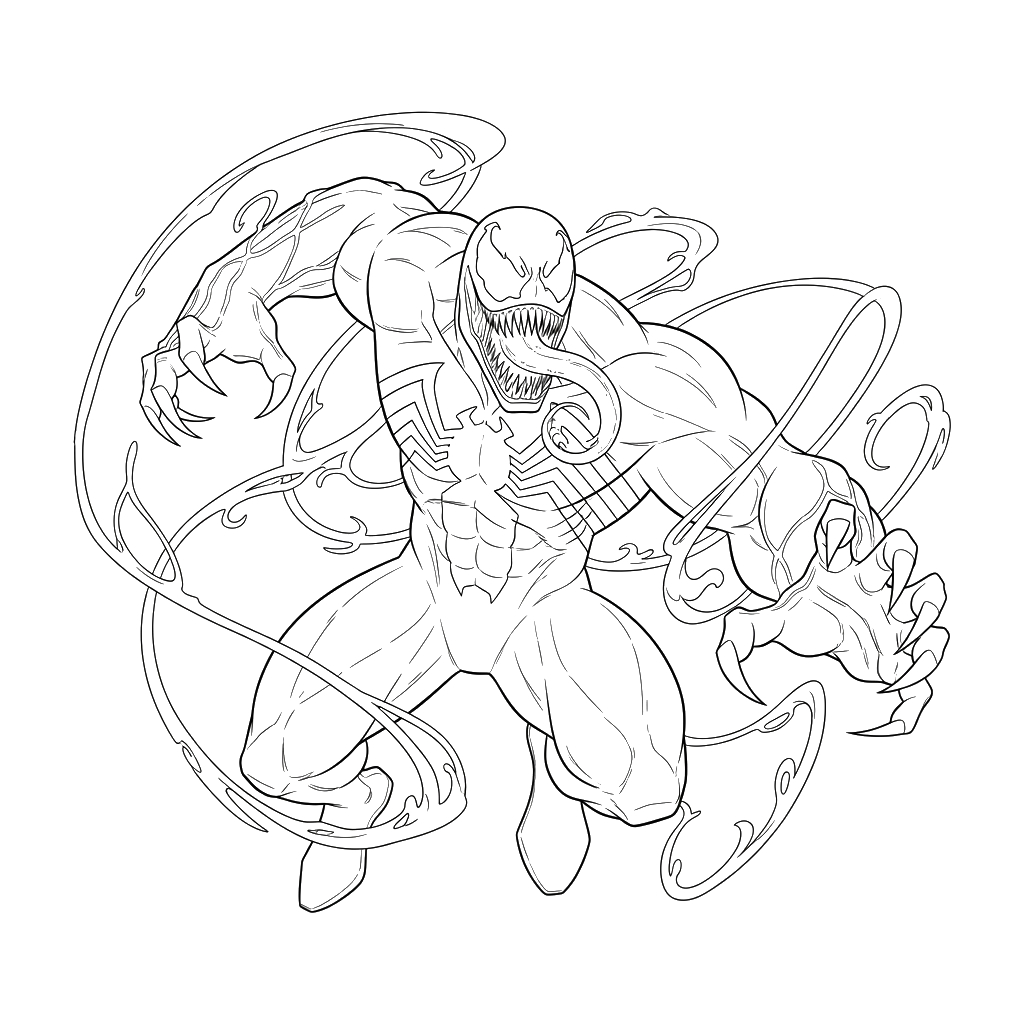 Venom 13 páginas para colorear fáciles de Venom