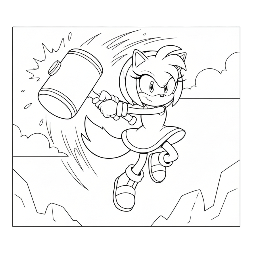 Amy Rose 15 páginas para colorear imprimibles Amy Rose para adultos