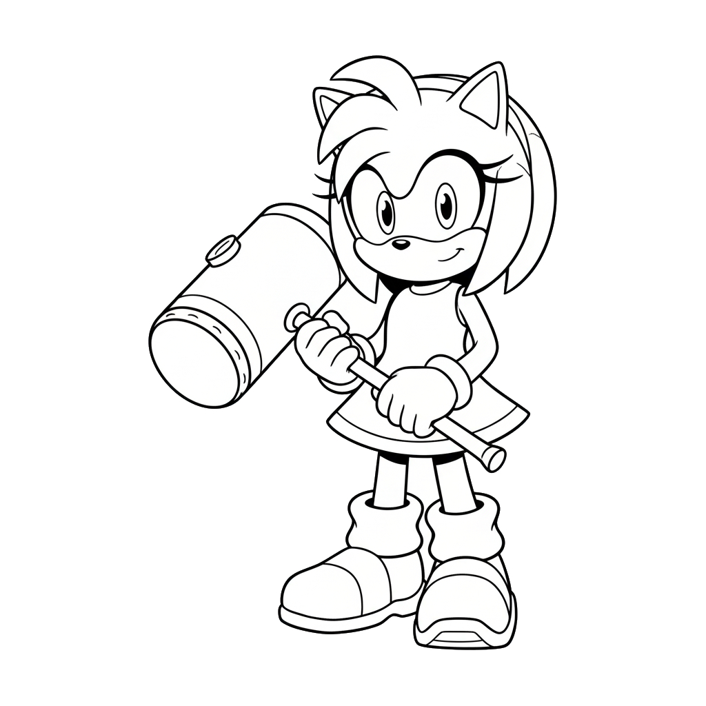 Amy Rose 16 páginas para colorear lindas y fáciles de Amy Rose 1