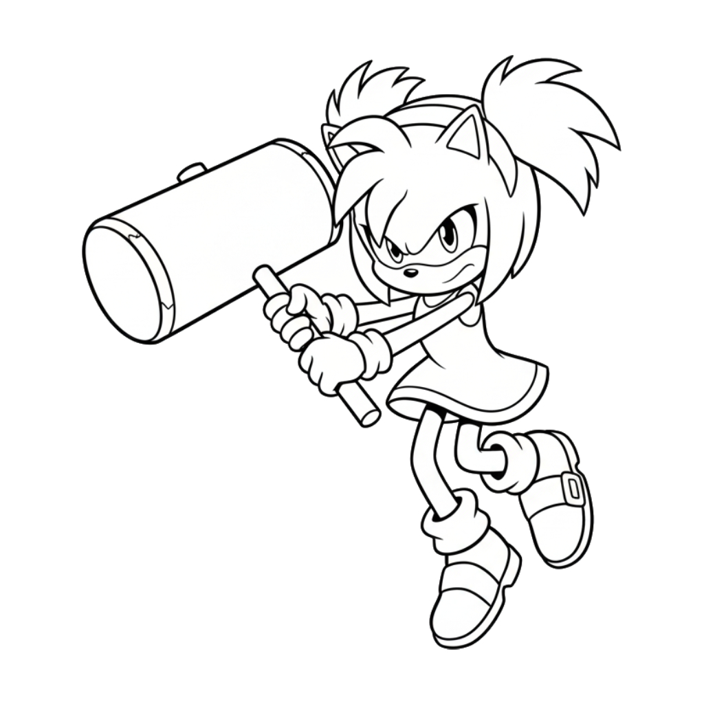 Amy Rose 5 páginas para colorear gratis Amy Rose