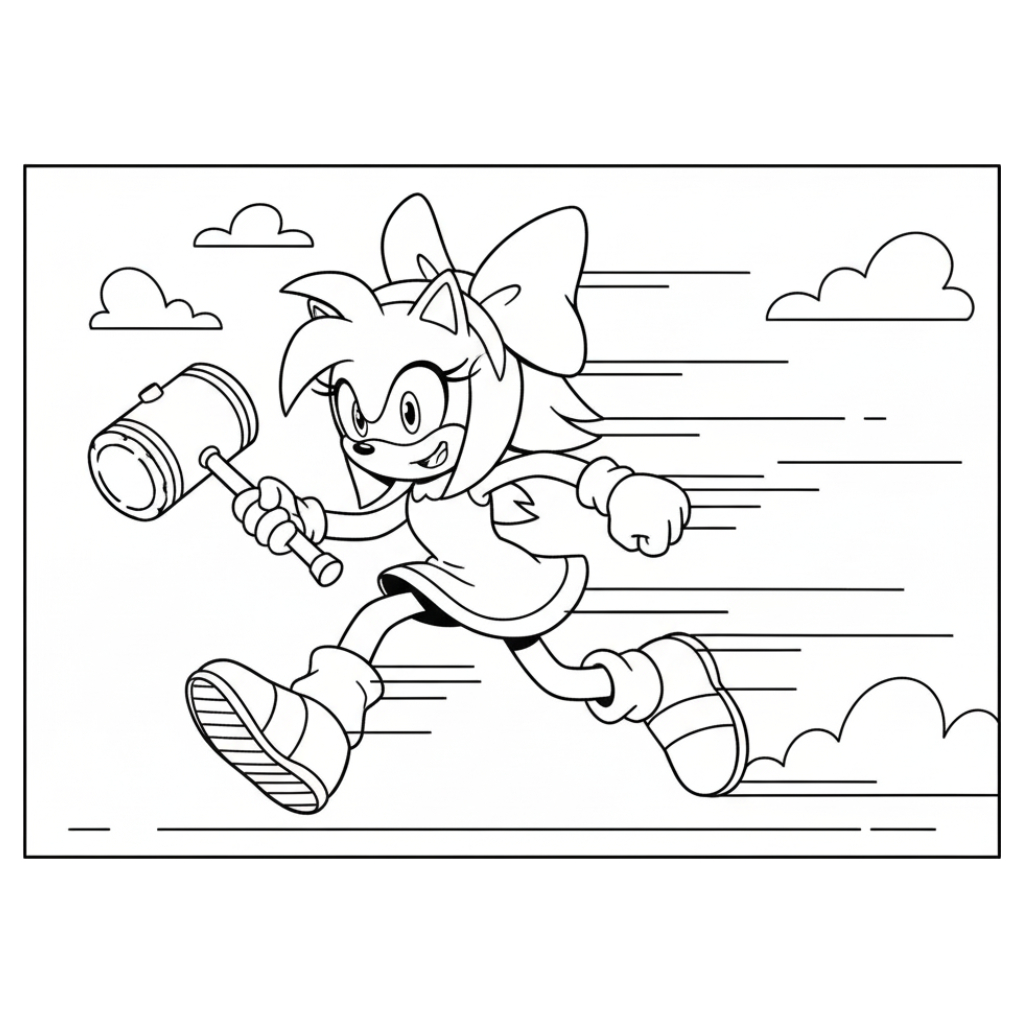 Amy Rose 11 páginas para colorear detalladas de Amy Rose