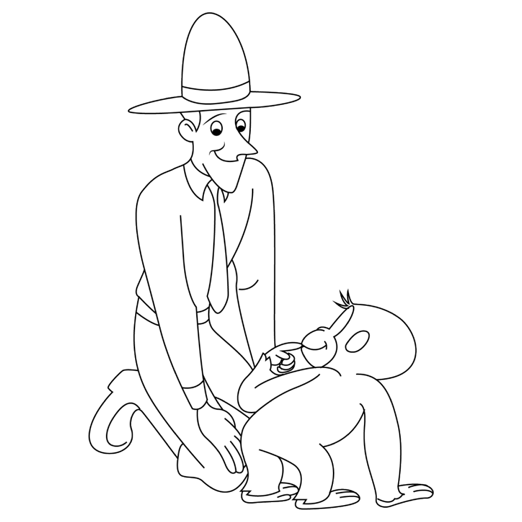 Curious George 10 lindas páginas para colorear Curious George