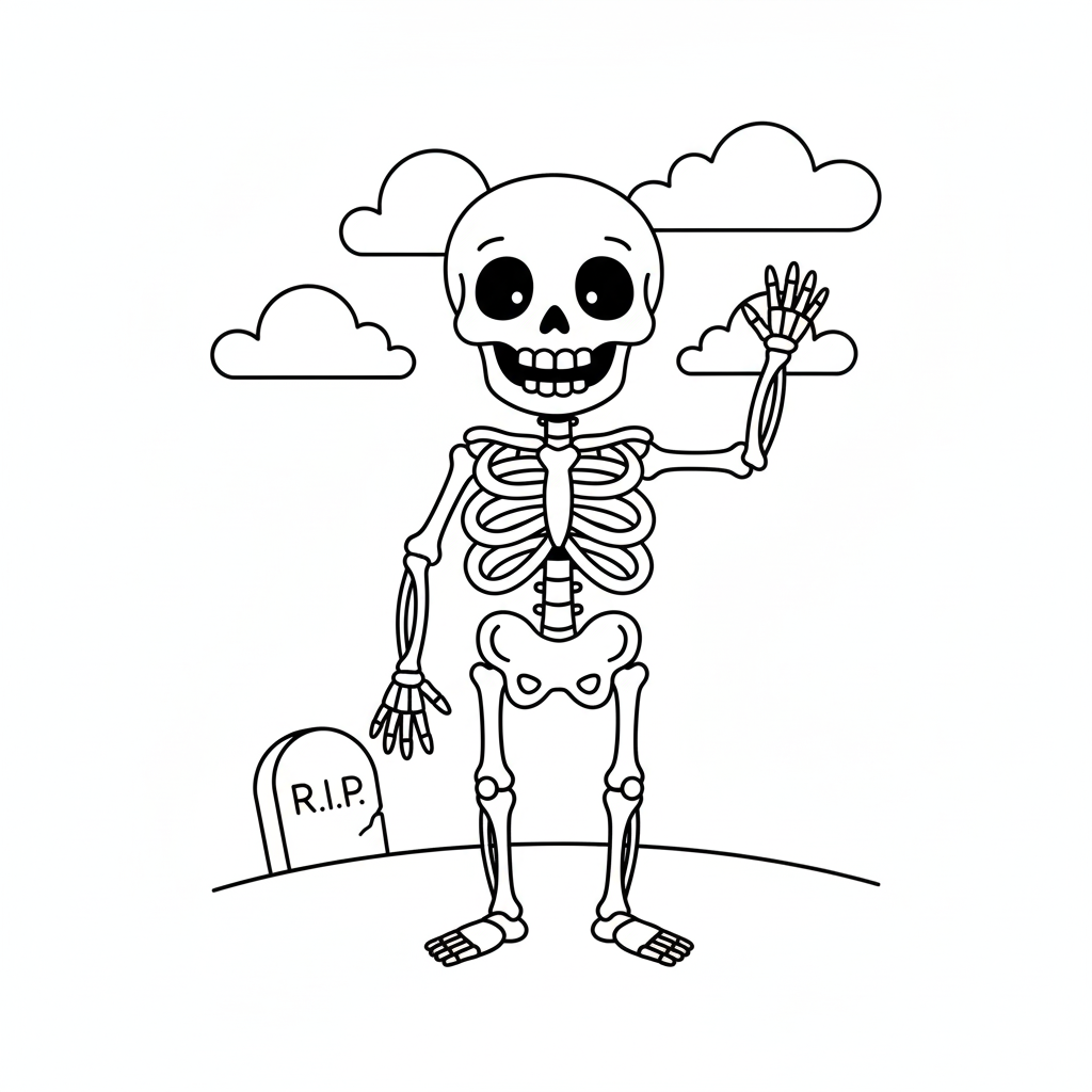 Esqueleto 9 páginas para colorear Esqueleto