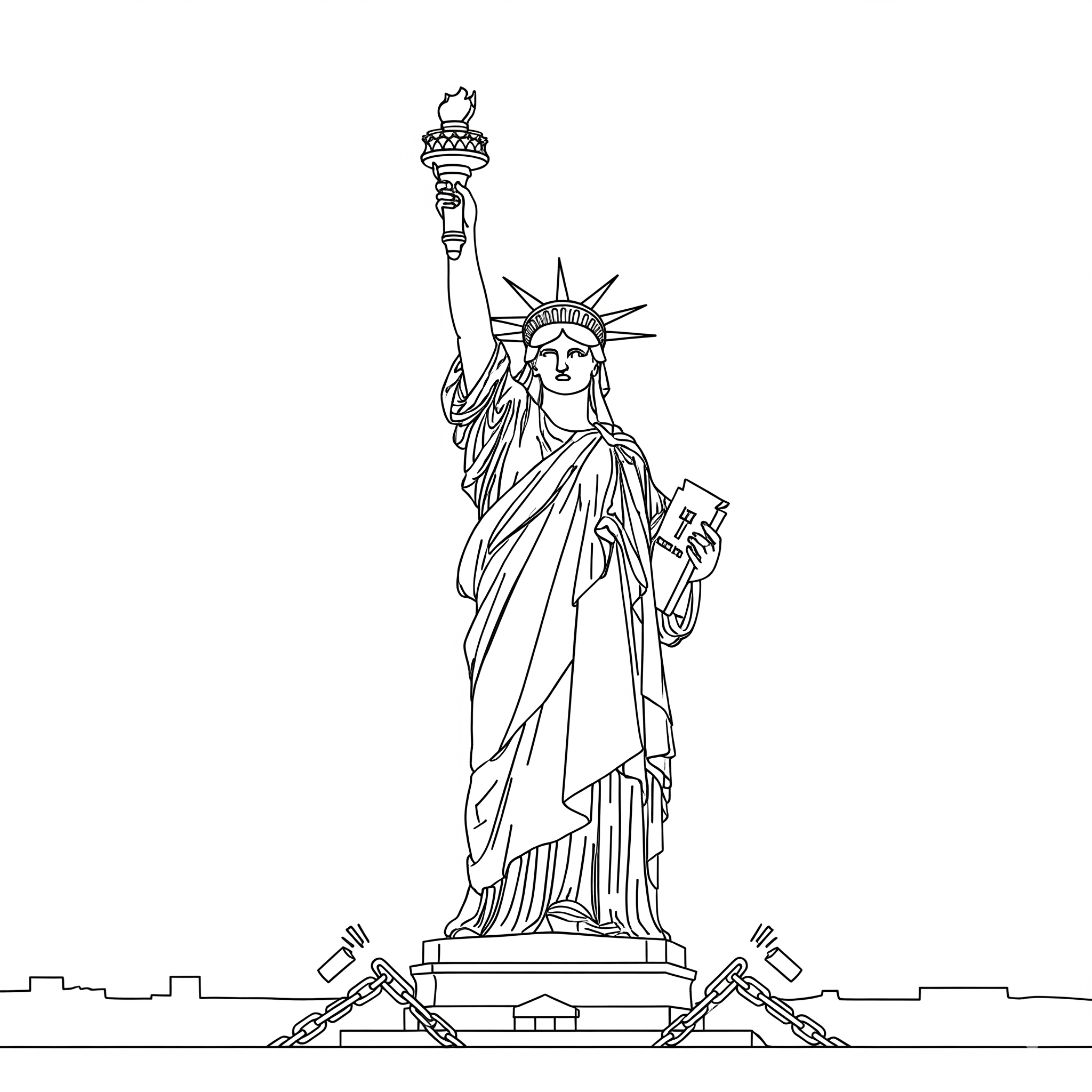 Estatua de la Libertad 9 páginas para colorear gratis Statue of Liberty para niños 1