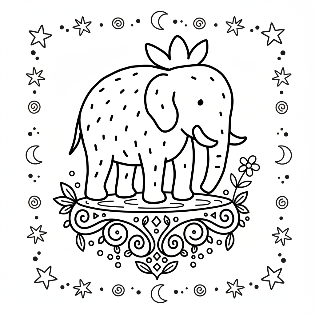 Strawberry Elephant 4 Strawberry Elephant páginas para colorear fáciles