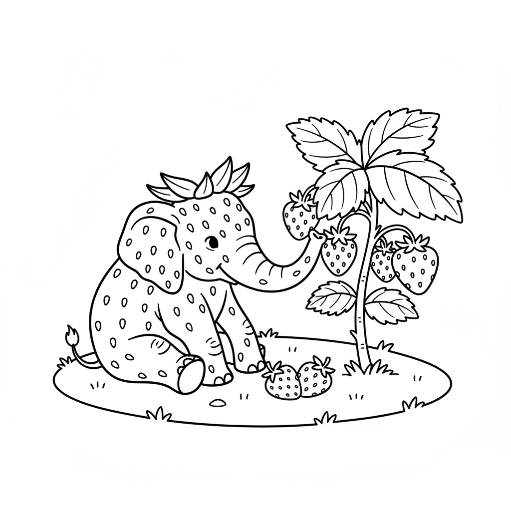 Strawberry Elephant 8 Strawberry Elephant páginas para colorear para adultos fáciles