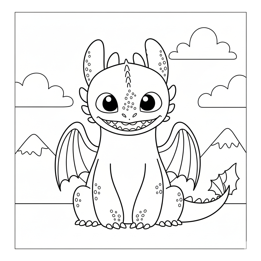 Toothless 6 Toothless páginas para colorear de adornos