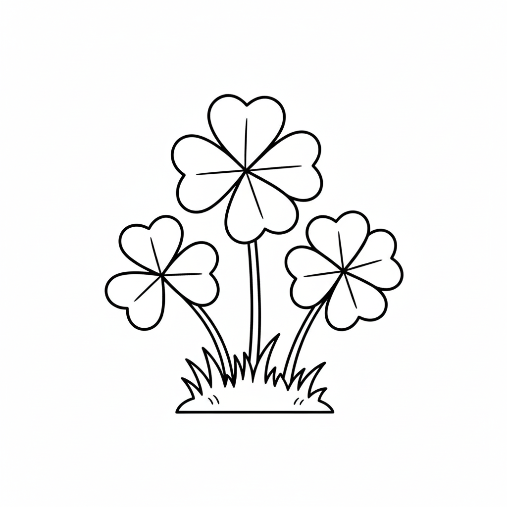 páginas para colorear imprimibles Trébol De Cuatro Hojas