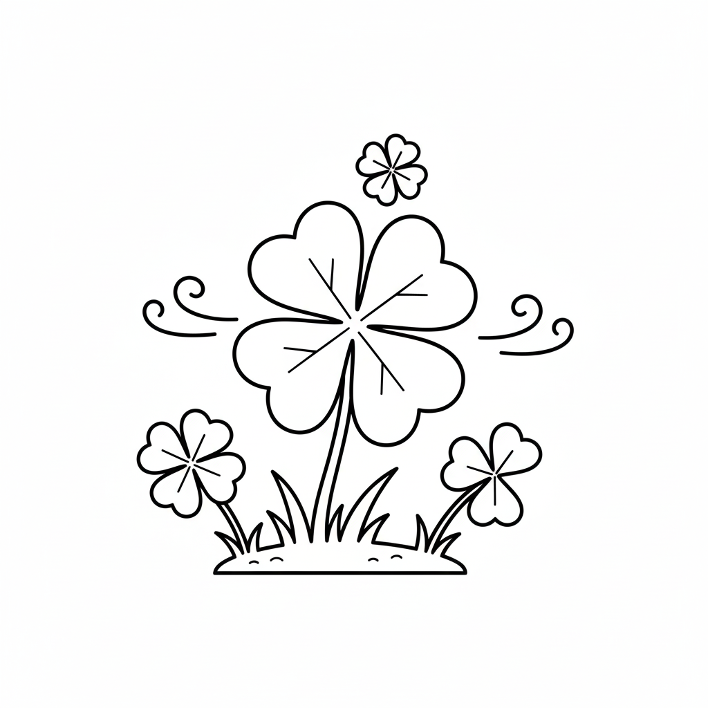 Trébol De Cuatro Hojas páginas para colorear