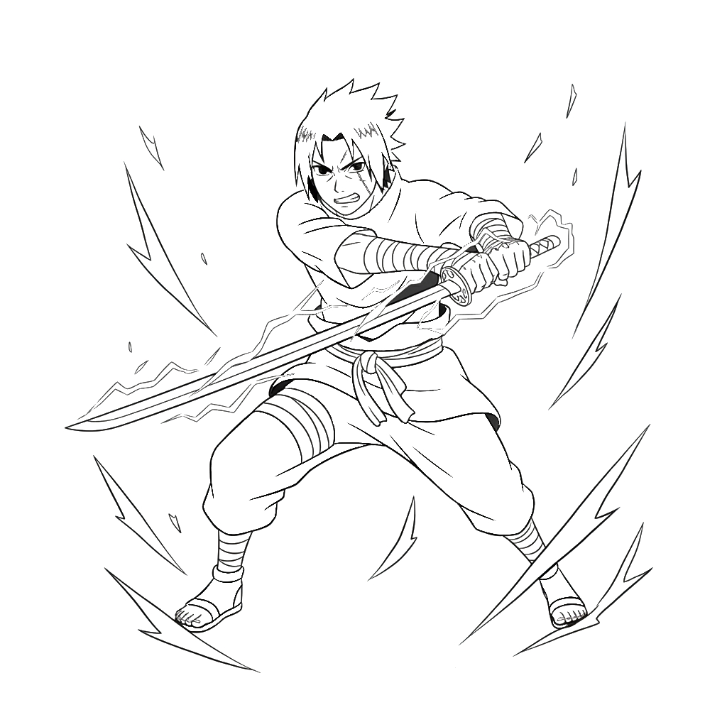 Uchiha Sasuke 8 páginas para colorear detalladas de Uchiha Sasuke