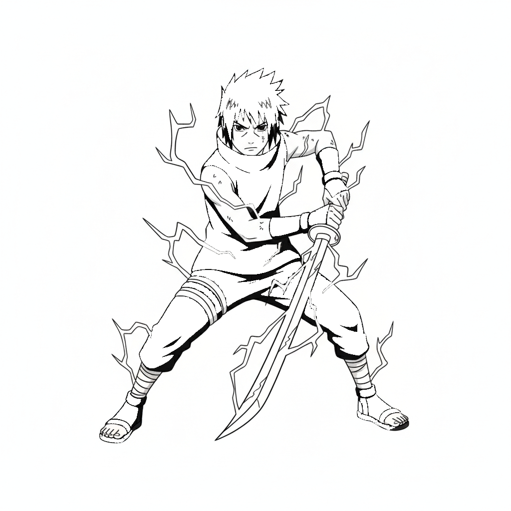 Uchiha Sasuke 9 páginas para colorear gratis para adultos Uchiha Sasuke