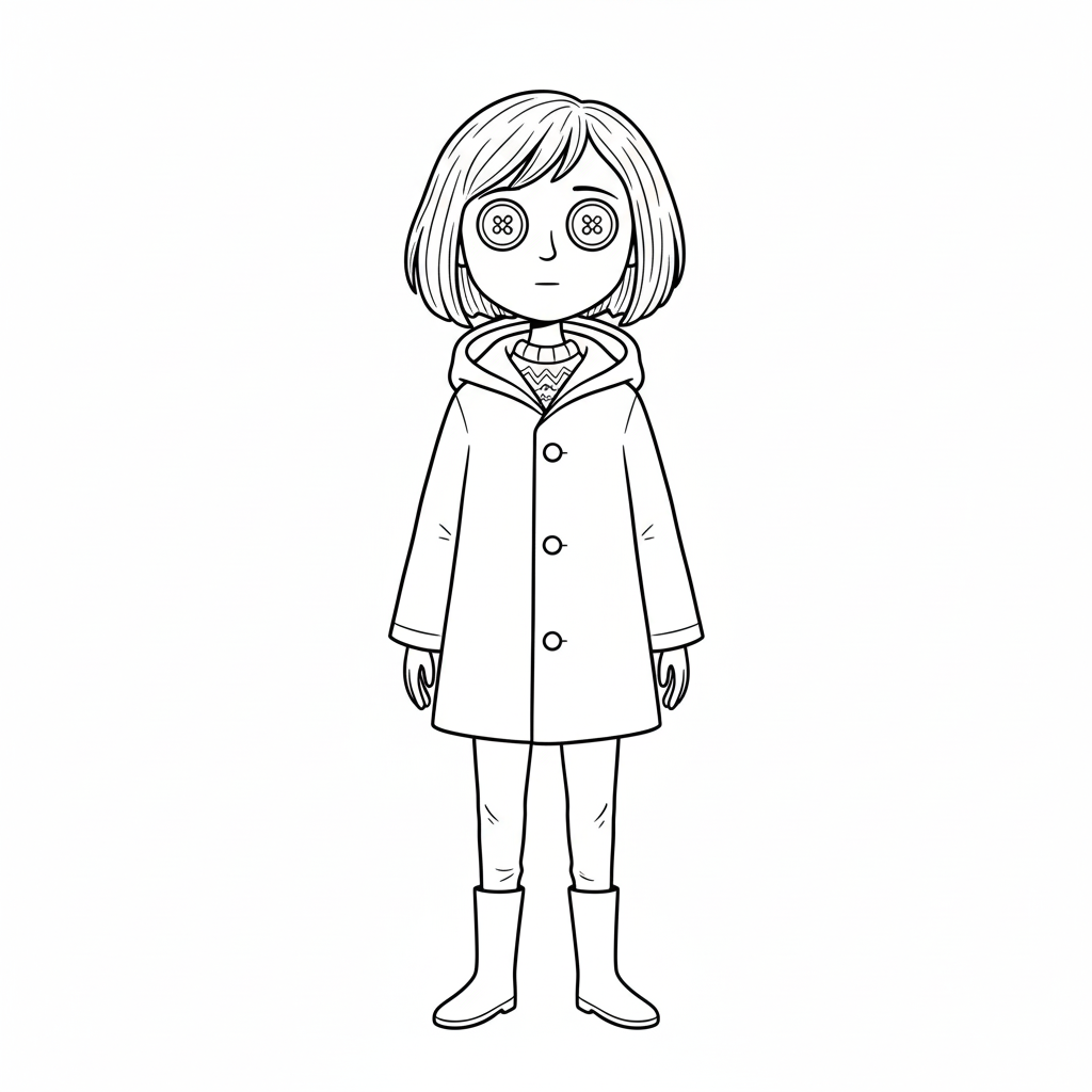 Coraline 4 páginas para colorear detalladas de Coraline