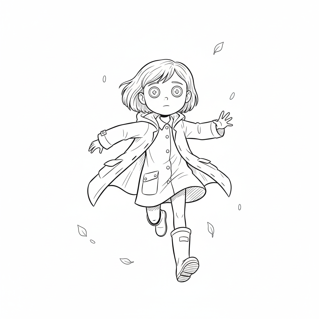 Coraline 7 páginas para colorear imprimibles Coraline para adultos